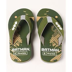 Pine Kids Slip On Flip Flops Batman Print - Green