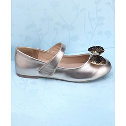 Pine Kids Bellies With Velcro Closure & Bow Applique - Gold