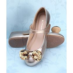 Pine Kids Bellies With Velcro Closure & Bow Applique - Gold
