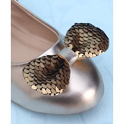 Pine Kids Bellies With Velcro Closure & Bow Applique - Gold