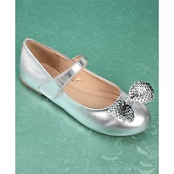 Pine Kids Bellies With Velcro Closure & Bow Applique - Silver