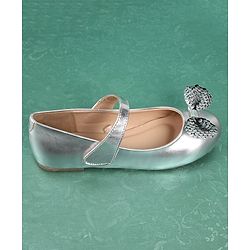 Pine Kids Bellies With Velcro Closure & Bow Applique - Silver