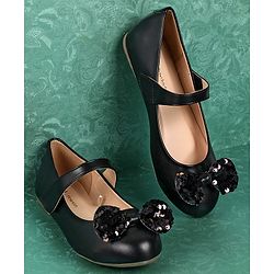 Pine Kids Bellies With Velcro Closure & Bow Applique - Black