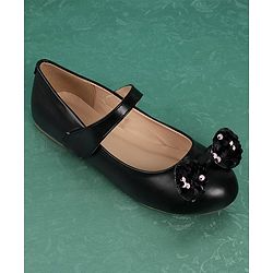 Pine Kids Bellies With Velcro Closure & Bow Applique - Black