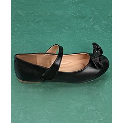 Pine Kids Bellies With Velcro Closure & Bow Applique - Black
