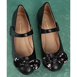 Pine Kids Bellies With Velcro Closure & Bow Applique - Black