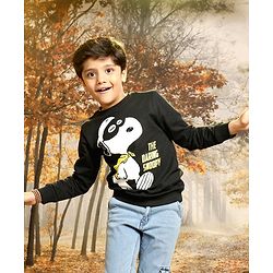 Pine Kids Full Sleeves Biowash Sweatshirt Snoopy Print - Jet Black