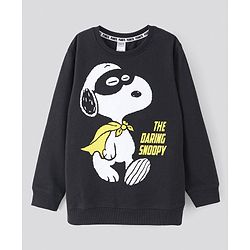 Pine Kids Full Sleeves Biowash Sweatshirt Snoopy Print - Jet Black