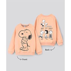 Pine Kids Full Sleeves Biowash Sweatshirt Snoopy Print - Peach
