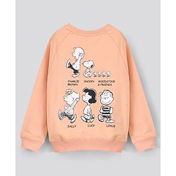 Pine Kids Full Sleeves Biowash Sweatshirt Snoopy Print - Peach
