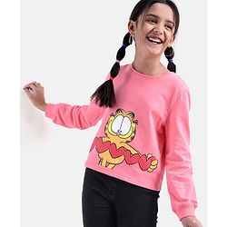 Pine Kids Full Sleeves Crewneck Sweatshirt Garfields Collection Biowashed - Pink