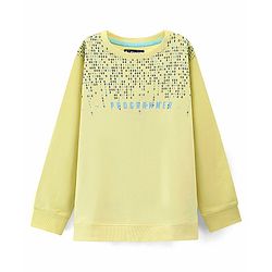 Pine Kids Full Sleeves Sweatshirt Programmer Print - Yellow