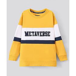 Pine Kids Full Sleeves Biowashed Sweatshirt Text Print- Yellow