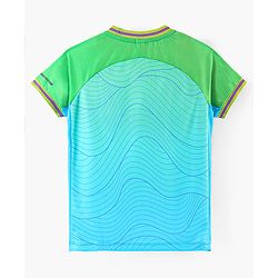 Pine Active Half Sleeves T-Shirt With Shorts Contour Print - Blue & Green