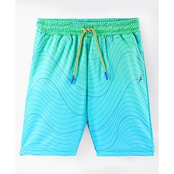 Pine Active Half Sleeves T-Shirt With Shorts Contour Print - Blue & Green