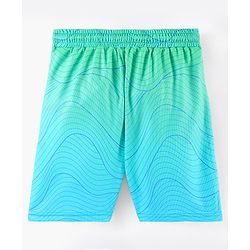 Pine Active Half Sleeves T-Shirt With Shorts Contour Print - Blue & Green