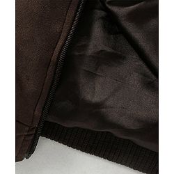 Pine Kids Full Sleeves Suede Bomber Jacket - Brown