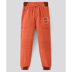 Pine Kids Cotton Biowashed Lounge Pant with Patch Pocket and Biker Styling - Orange