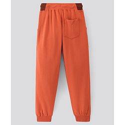 Pine Kids Cotton Biowashed Lounge Pant with Patch Pocket and Biker Styling - Orange