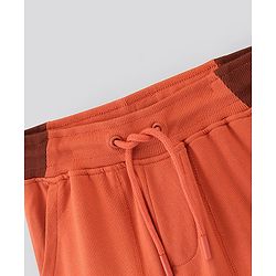 Pine Kids Cotton Biowashed Lounge Pant with Patch Pocket and Biker Styling - Orange