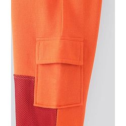 Pine Kids Full Length 100% Cotton Knit Biowashed Joggers Text Print - Orange