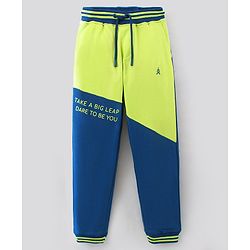 Pine Kids 100% Cotton Full Length Bio Washed Knit Cut & Sew Lounge Pant HD Letter Print - Green Blue