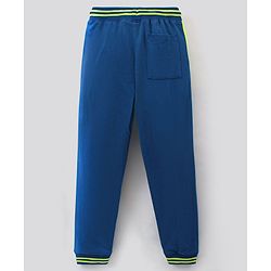 Pine Kids 100% Cotton Full Length Bio Washed Knit Cut & Sew Lounge Pant HD Letter Print - Green Blue