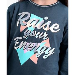 Pine Kids Cotton Knit Full Sleeves Bio Washed Sweatshirt Text Print - Navy