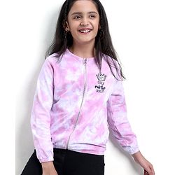 Pine Kids Full Sleeves Bio Washed Sweat Jacket Tye Dye Pattern -  Purple