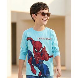 Pine Kids Biowashed Spider Man Collection Full Sleeves Tee - Sky Blue