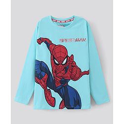 Pine Kids Biowashed Spider Man Collection Full Sleeves Tee - Sky Blue