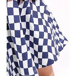 Pine Kids Check Skirt Knee Length Biowash - White Blue