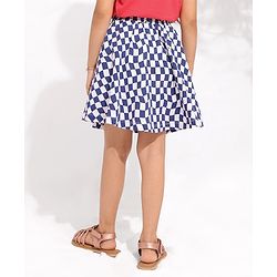 Pine Kids Check Skirt Knee Length Biowash - White Blue