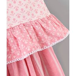 Pine Kids Half Sleeves Kurti And Churidar Set with Jaipuri Print - Pink