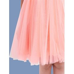 Pine Kids Half Sleeves Party Wear Dress with Flower Brooch - Pink