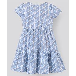 Pine Kids Cotton Half Sleeves Dress with Fashionable Print - White