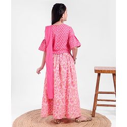 Pine Kids Half Sleeves Lehenga And Choli Set - Pink