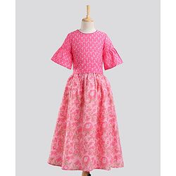 Pine Kids Half Sleeves Lehenga And Choli Set - Pink