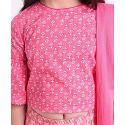 Pine Kids Half Sleeves Lehenga And Choli Set - Pink