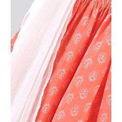 Pine Kids Half Sleeves Kurti Churidar Set with Dupatta - Orange