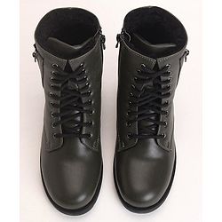 Pine Kids Winter Boots With Zipper & Lace Closure - Green
