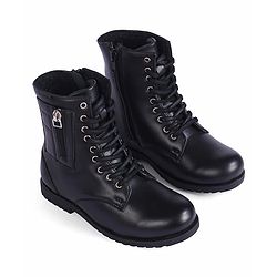 Pine Kids Winter Boots With Zipper & Lace Closure - Black