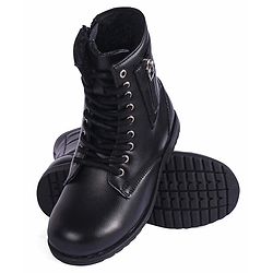 Pine Kids Winter Boots With Zipper & Lace Closure - Black