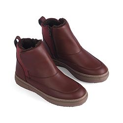 Pine Kids Slip On Winter Boots With Zipper Closure - Brown