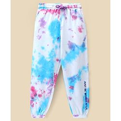 Pine Kids 100% Cotton Knit Full Length Bio Washed Lounge Pant With Tie & Dye Effect - Snow White