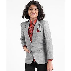 Pine Kids Full Sleeves Textured Blazer - Grey