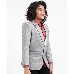 Pine Kids Full Sleeves Textured Blazer - Grey