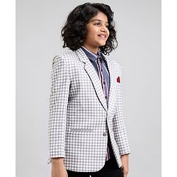 Pine Kids Full Sleeves Checked Blazer - Cream