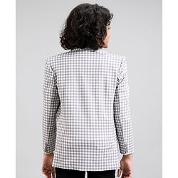 Pine Kids Full Sleeves Checked Blazer - Cream