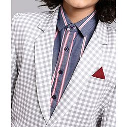 Pine Kids Full Sleeves Checked Blazer - Cream